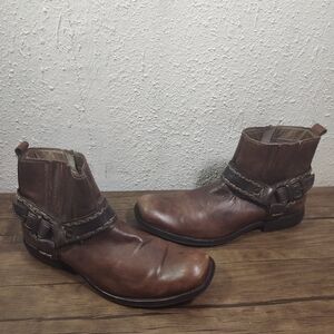 Bed Stu Innovator - Mens Sz 11 -   Brown Leather Buckle Moto Harness Boots